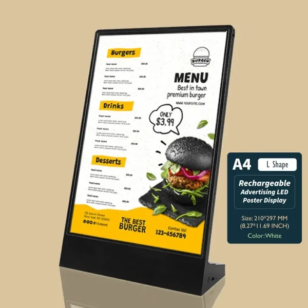 Rechargeable Tabletop Double Sided LED Light Box L Shape